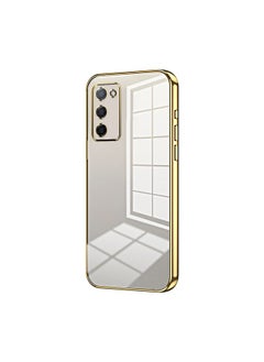 HuHa Case Cover For OPPO A55 5G / A56 / A53s 5G Transparent Plating Fine Hole Phone Case Gold 