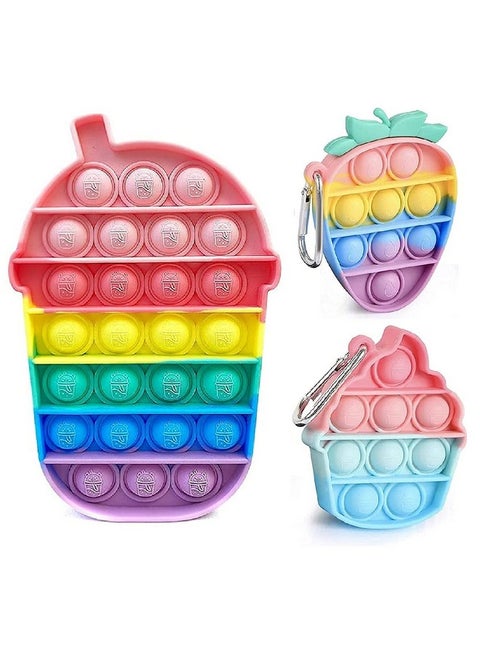 FunBlast Pop it Toy for Kids, Pack of 2 Unit - Tumbler with 2 Keychain Pop it Fidget Toy for Kids, Real Silicone Pop it Games for Kids (Multicolor)