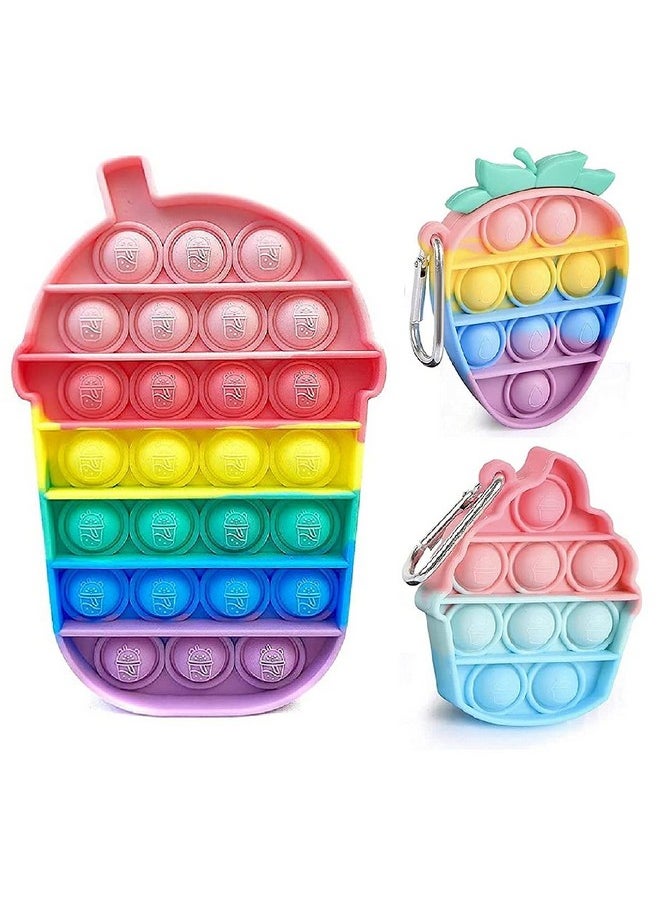 FunBlast FunBlast Pop it Toy for Kids, Pack of 2 Unit - Tumbler with 2 Keychain Pop it Fidget Toy for Kids, Real Silicone Pop it Games for Kids (Multicolor)  - Image 1