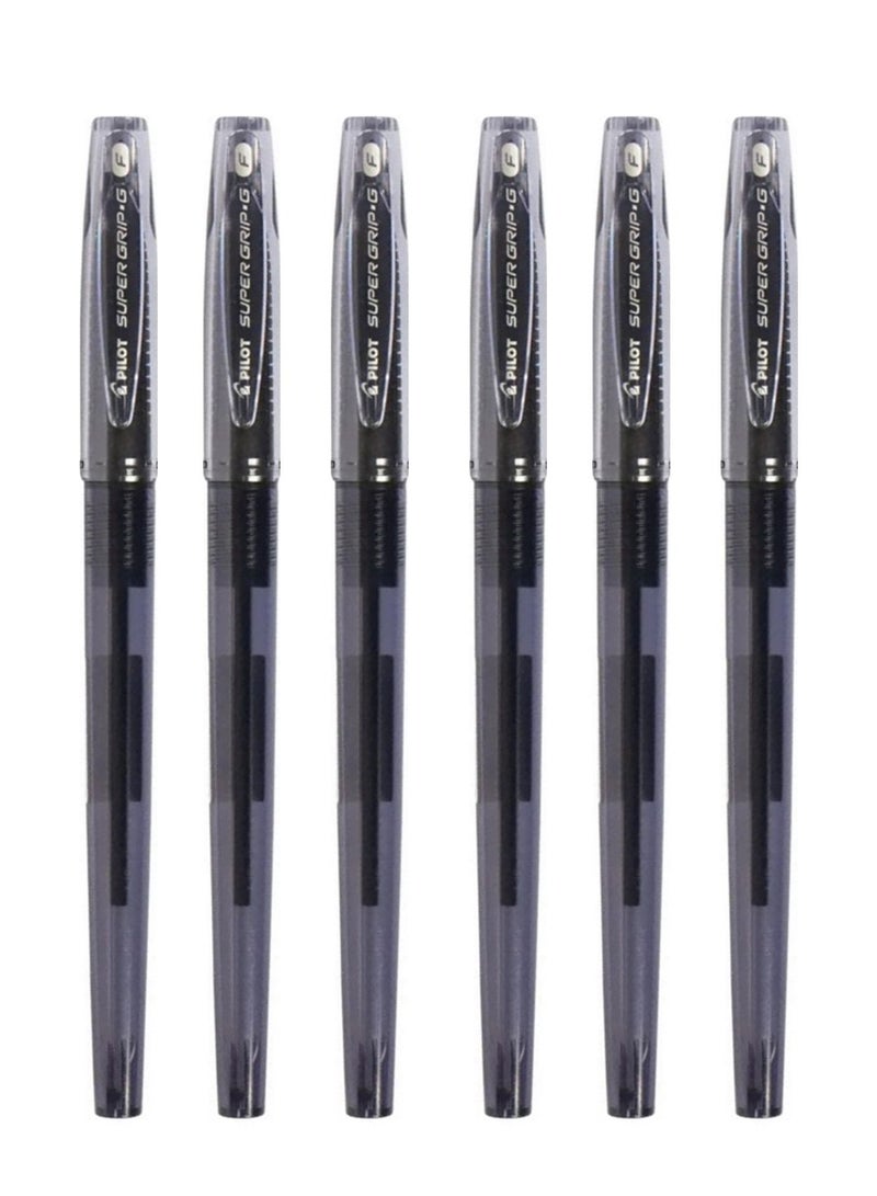 PILOT 6-Piece Supergrip Ballpoint Pen Fine Tip Black Ink - Image 1
