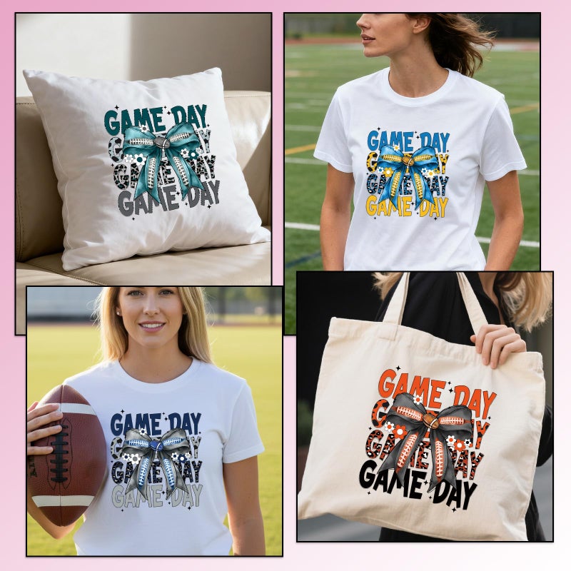 Shejdgart Dtf Transfers Ready to Press - 20 Pcs Football Bow Iron on Patches for T-Shirts, Colorful Sports Game Iron on Stickers Heat Transfer Vinyl Decals for DIY Fabric Clothes Decor - Image 5
