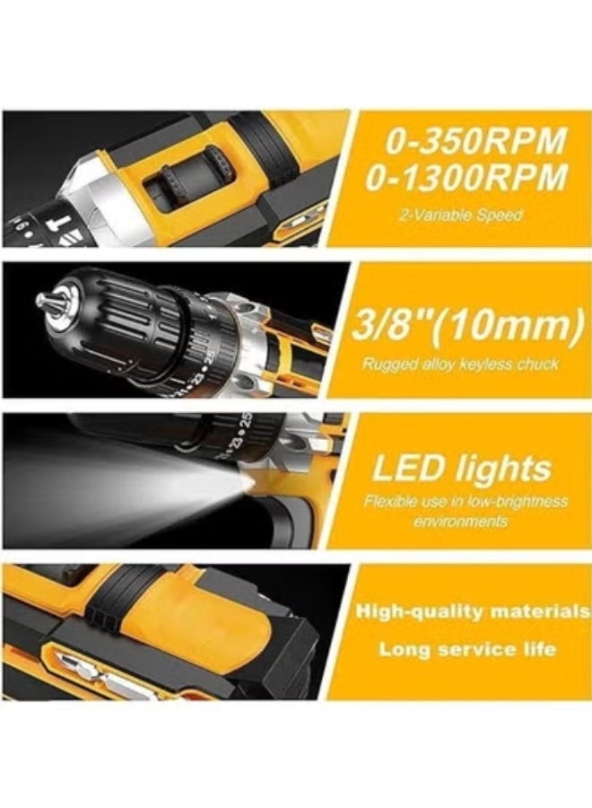 Denx DX2588 Electric Drill Machine 21V Cordless Power Drill with 3 Modes (Drill, Screwdriver, Impact) | 2300RPM High-Speed Motor | 3x 1300mAh Lithium Batteries with Fast Charging | Compact, Portable & Powerful Tool for DIY, Furniture Assembly, Home Maintenance & Repair - Image 3