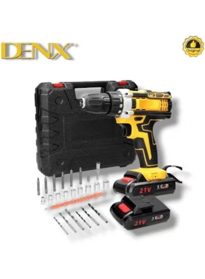 Denx DX2588 Electric Drill Machine 21V Cordless Power Drill with 3 Modes (Drill, Screwdriver, Impact) | 2300RPM High-Speed Motor | 3x 1300mAh Lithium Batteries with Fast Charging | Compact, Portable & Powerful Tool for DIY, Furniture Assembly, Home Maintenance & Repair - Image 2