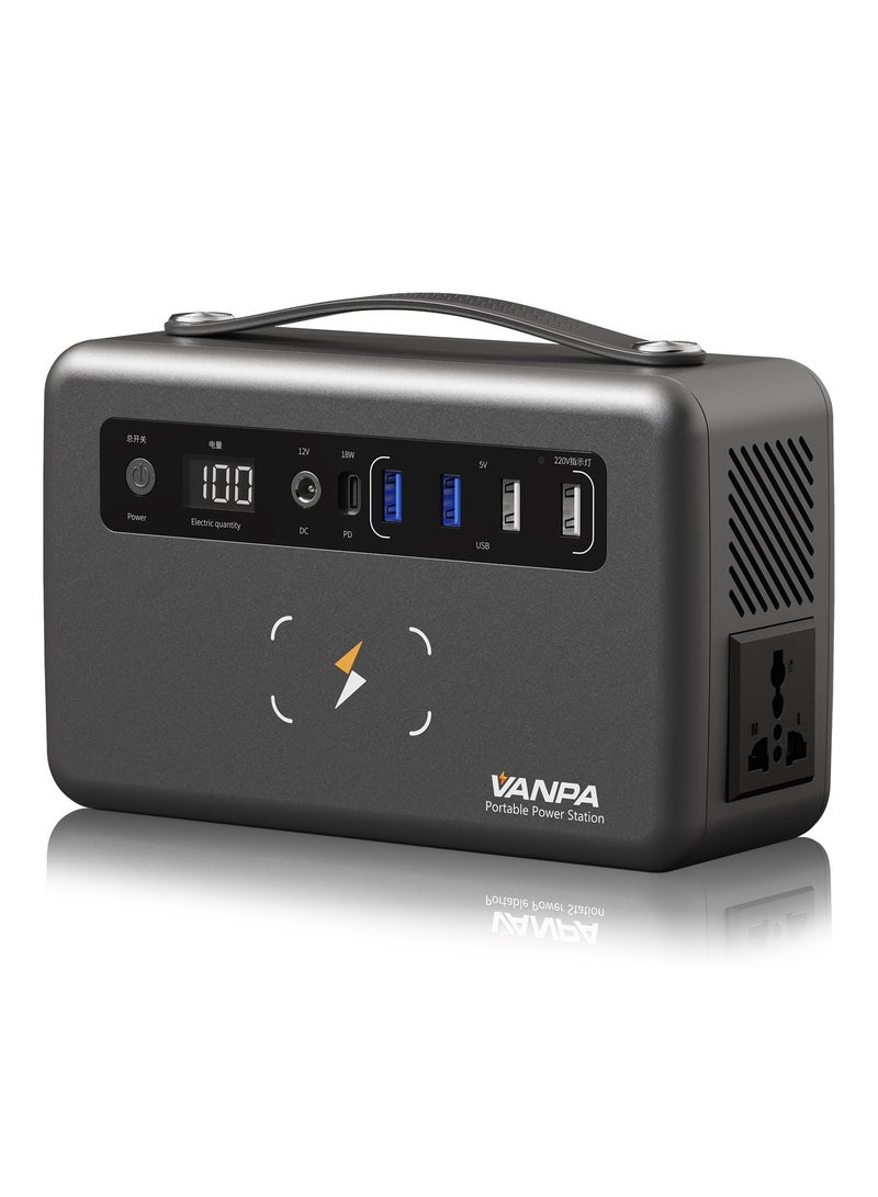 فانپا محطة طاقة محمولة 200 واط، بطارية ليثيوم 180 واط/ساعة، بنك طاقة شمسي بإخراج لاسلكي ومنافذ AC/DC/PD/USB للتخييم  تحسينات الترجمة: - Image 1