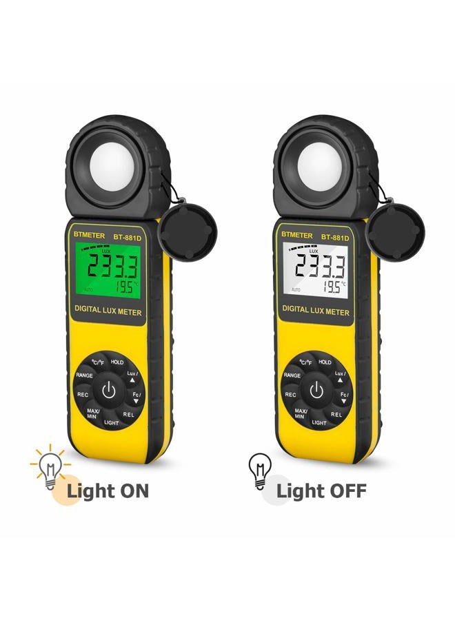 BTMETER BT-881E Digital Illuminance/Light Meter, Measure Lights 0.01~300,000 Lux (0.01~30,000 FC) Foot Candles, Par Meter Luxmeter for Plants Aquarium Light Tester - Image 2