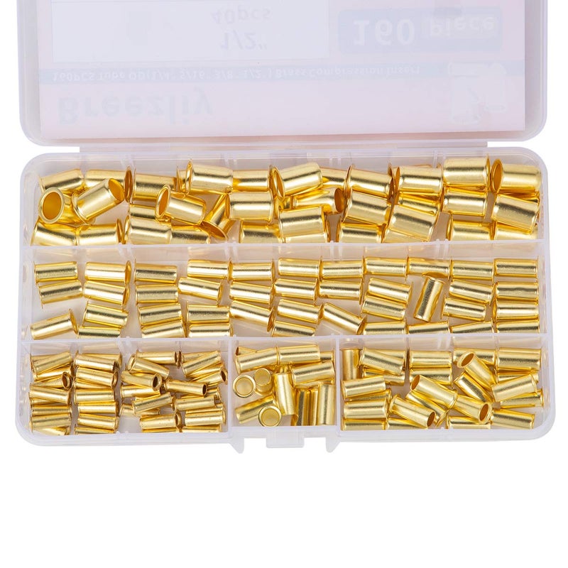 Breezliy 160Pcs Tube Od(1/4"" 5/16'' 3/8"" 1/2"") Brass Compression Insert Brass Compression Fitting Assortment Kit  Insert Tube Support Compression Sleeve Fitting - Image 3