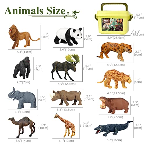 Mini Tudou Safari Animal Toys Figures, 12 PCS Realistic Jumbo Wild Jungle Animals Figurines, Large African Zoo Animal Playset with Lion,Elephant,Giraffe, Plastic Animal Learning Toys for Kids Toddlers Boys - Image 5