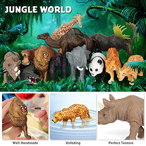 Mini Tudou Safari Animal Toys Figures, 12 PCS Realistic Jumbo Wild Jungle Animals Figurines, Large African Zoo Animal Playset with Lion,Elephant,Giraffe, Plastic Animal Learning Toys for Kids Toddlers Boys - Image 4
