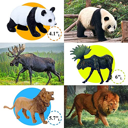 Mini Tudou Safari Animal Toys Figures, 12 PCS Realistic Jumbo Wild Jungle Animals Figurines, Large African Zoo Animal Playset with Lion,Elephant,Giraffe, Plastic Animal Learning Toys for Kids Toddlers Boys - Image 3