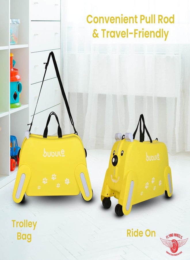 FLYING WHEEL Rolling PP Ride-On Kids Luggage with Wheels - Cute Wheeled Ride On Suitcase for Toddlers and Kids - Lightweight Durable Childrenâ€™s Travel Bag with Handle (Yellow) - Image 5
