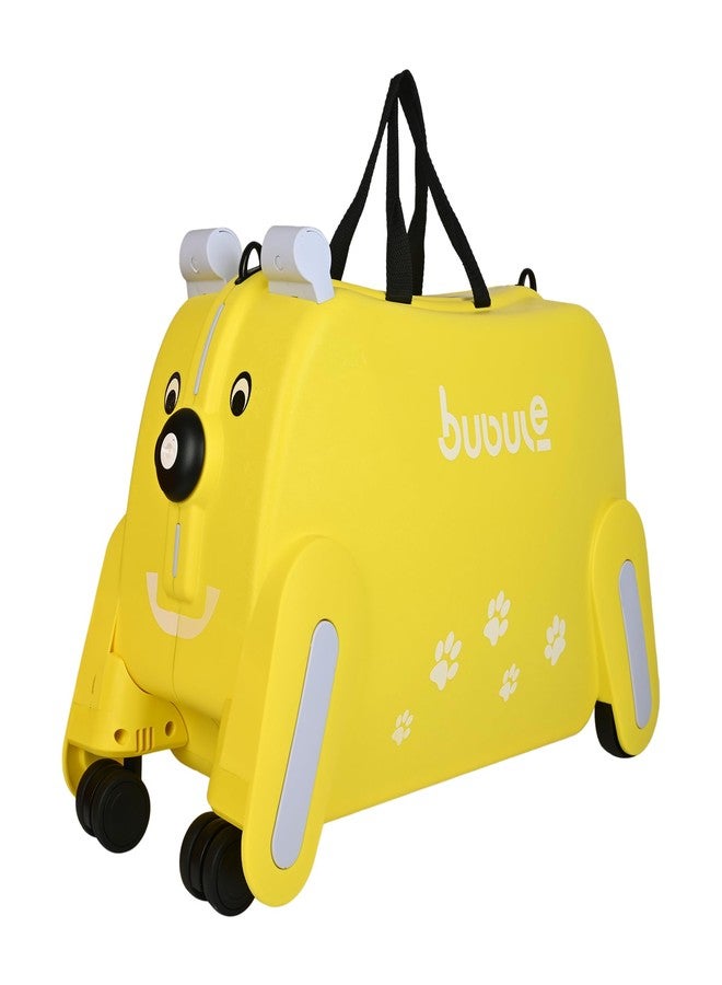 FLYING WHEEL Rolling PP Ride-On Kids Luggage with Wheels - Cute Wheeled Ride On Suitcase for Toddlers and Kids - Lightweight Durable Childrenâ€™s Travel Bag with Handle (Yellow) - Image 1