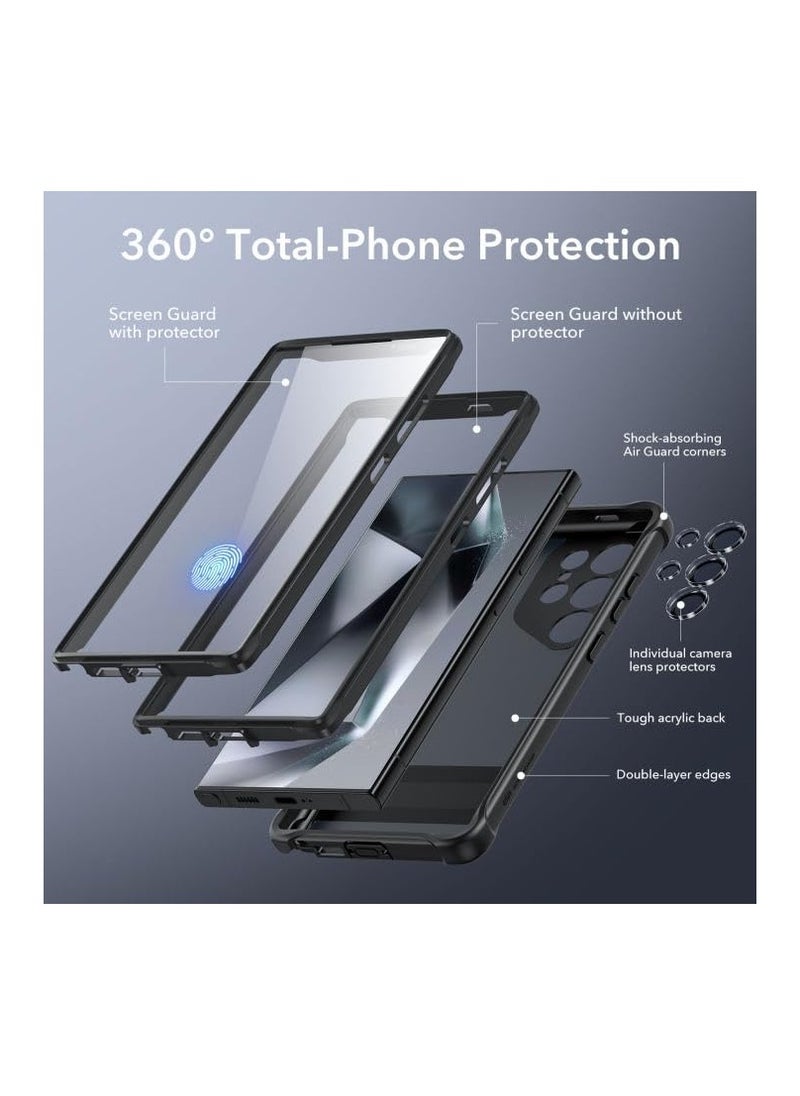 ESR - ESR for Samsung S24 Ultra Case, S24 Ultra Cover with Extra Protective Front Frame& 3 Kickstand Modes, Exceeds Full-Coverage Protection, Heavy Duty Shock Armor Kickstand Case, Frosted Black - Image 1