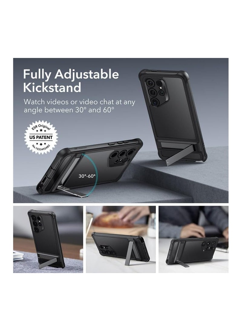 ESR - ESR for Samsung S24 Ultra Case, S24 Ultra Cover with Extra Protective Front Frame& 3 Kickstand Modes, Exceeds Full-Coverage Protection, Heavy Duty Shock Armor Kickstand Case, Frosted Black - Image 1