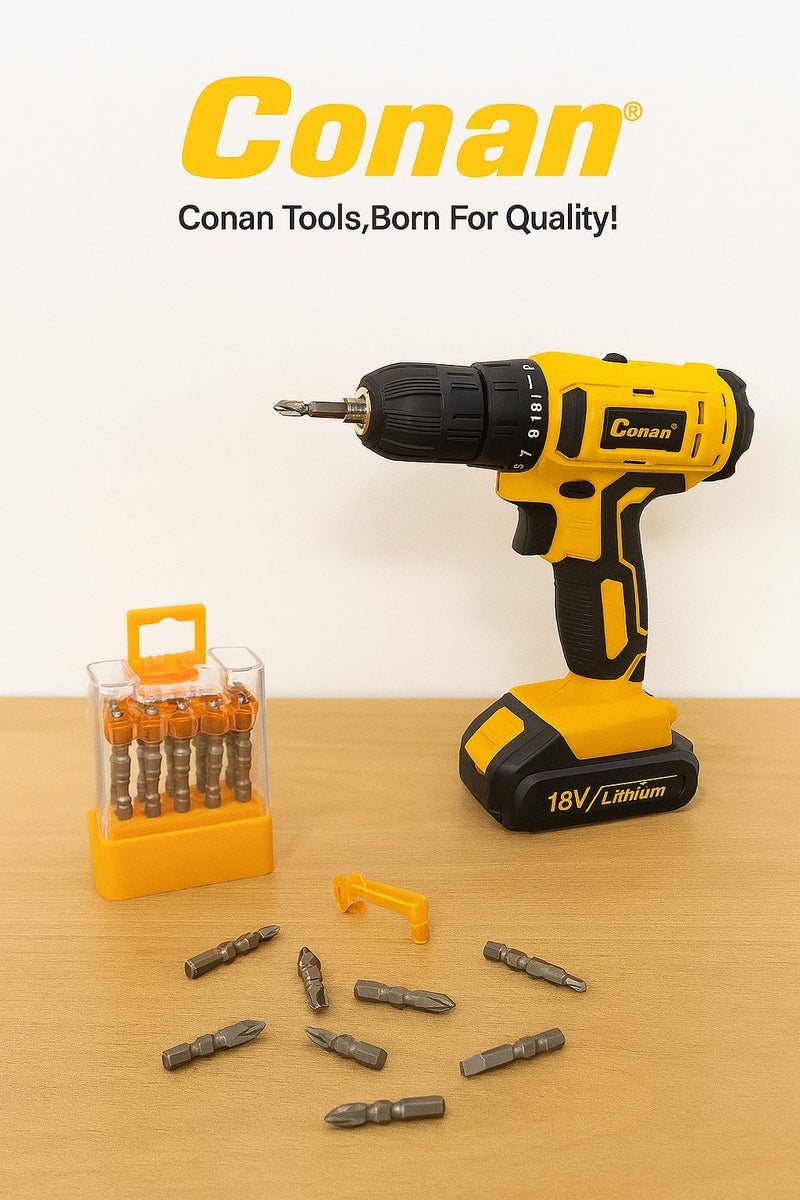 Conan 10-Piece Magnetic Drill Screwdriver Bit Set – COB07065 – Cross Head 5 x 65mm – Yellow/Silver - Image 2