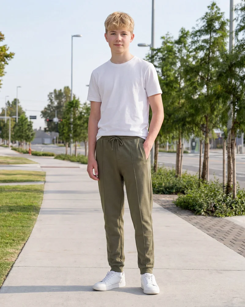 Redtag Senior Boys Olive Stretch Active Pants