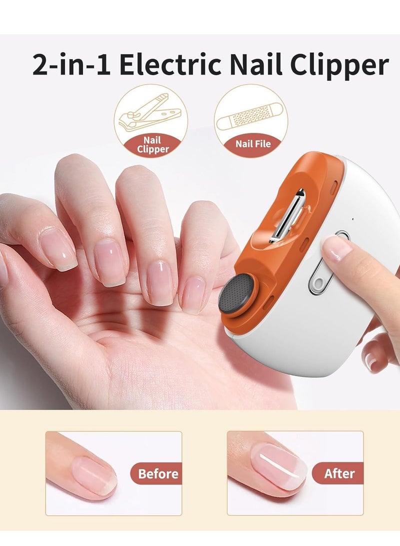 BlueFire Portable Electric Nail Clipper & Polisher 2-in-1 – USB Rechargeable Automatic Nail Trimmer with LED Light, Low Noise, 2 Speed Levels, Built-in Nail Storage – Safe for Babies, Kids, Adults & Seniors - Image 1