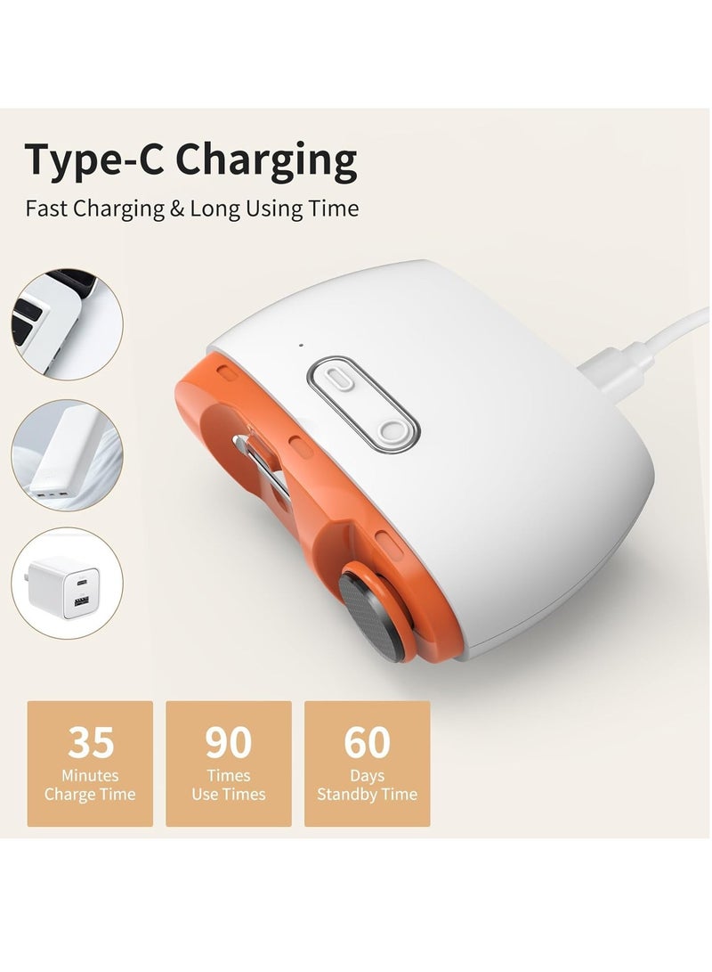 BlueFire Portable Electric Nail Clipper & Polisher 2-in-1 – USB Rechargeable Automatic Nail Trimmer with LED Light, Low Noise, 2 Speed Levels, Built-in Nail Storage – Safe for Babies, Kids, Adults & Seniors - Image 3