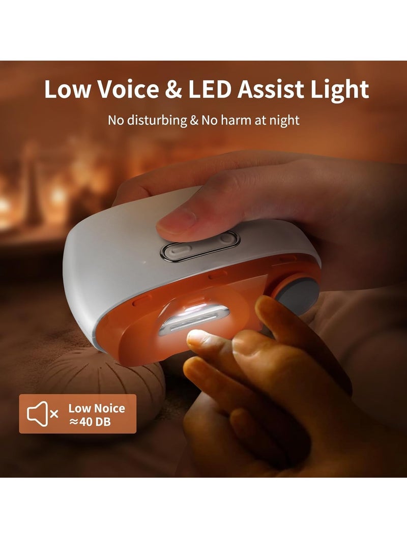 BlueFire Portable Electric Nail Clipper & Polisher 2-in-1 – USB Rechargeable Automatic Nail Trimmer with LED Light, Low Noise, 2 Speed Levels, Built-in Nail Storage – Safe for Babies, Kids, Adults & Seniors - Image 4