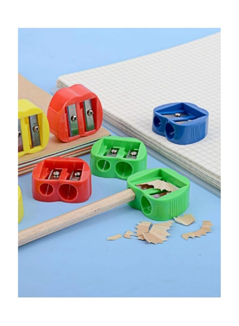 مجموعة من 4 مبراة ثنائية الفتحات - بالوان متنوعة مع اداء عالي  -مبراة قلم رصاص- و اقلام تلوين - Image 1