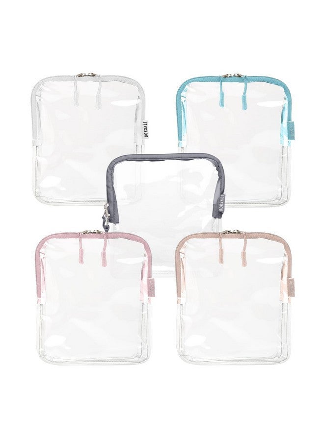 BORSALI Tsa-Approved Quart-Sized Bag For Carry-On Travel - One (1) Quart Clear Toiletires, Cosmetic And 3-1-1 Liquids Toiletry Bag - 5 Pack Colors - Image 1