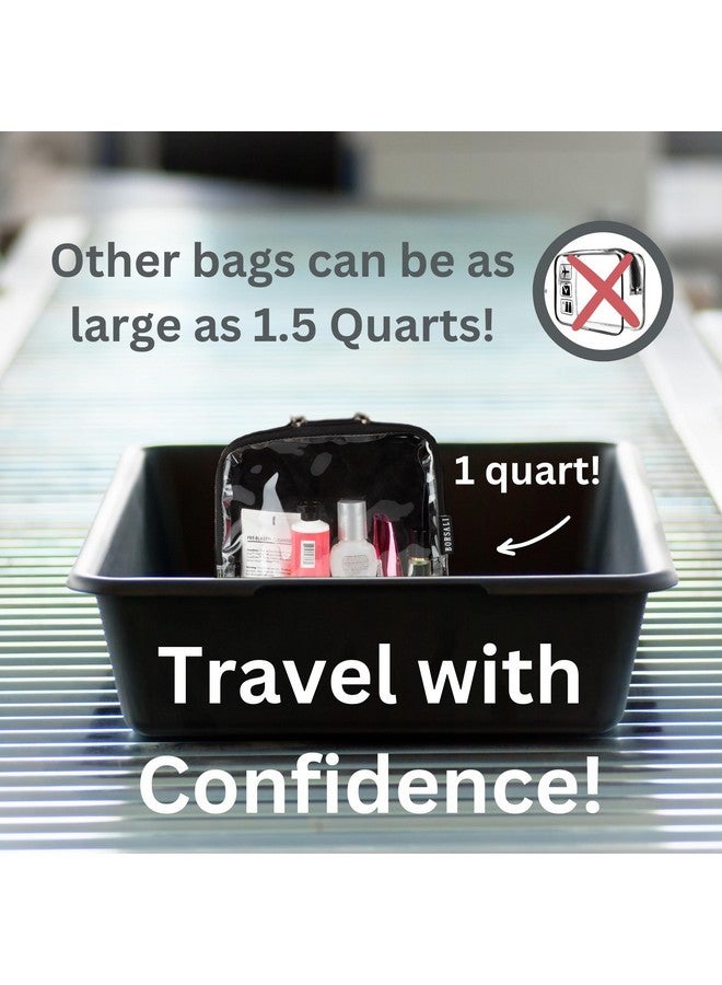 BORSALI Tsa-Approved Quart-Sized Bag For Carry-On Travel - One (1) Quart Clear Toiletires, Cosmetic And 3-1-1 Liquids Toiletry Bag - 5 Pack Colors - Image 2