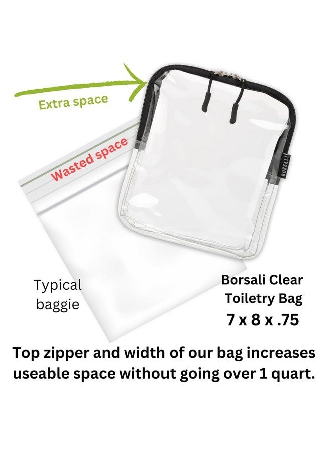 BORSALI Tsa-Approved Quart-Sized Bag For Carry-On Travel - One (1) Quart Clear Toiletires, Cosmetic And 3-1-1 Liquids Toiletry Bag - 5 Pack Colors - Image 3