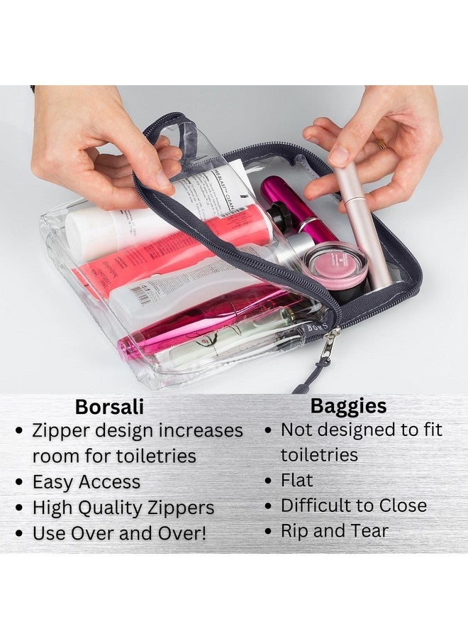 BORSALI Tsa-Approved Quart-Sized Bag For Carry-On Travel - One (1) Quart Clear Toiletires, Cosmetic And 3-1-1 Liquids Toiletry Bag - 5 Pack Colors - Image 4