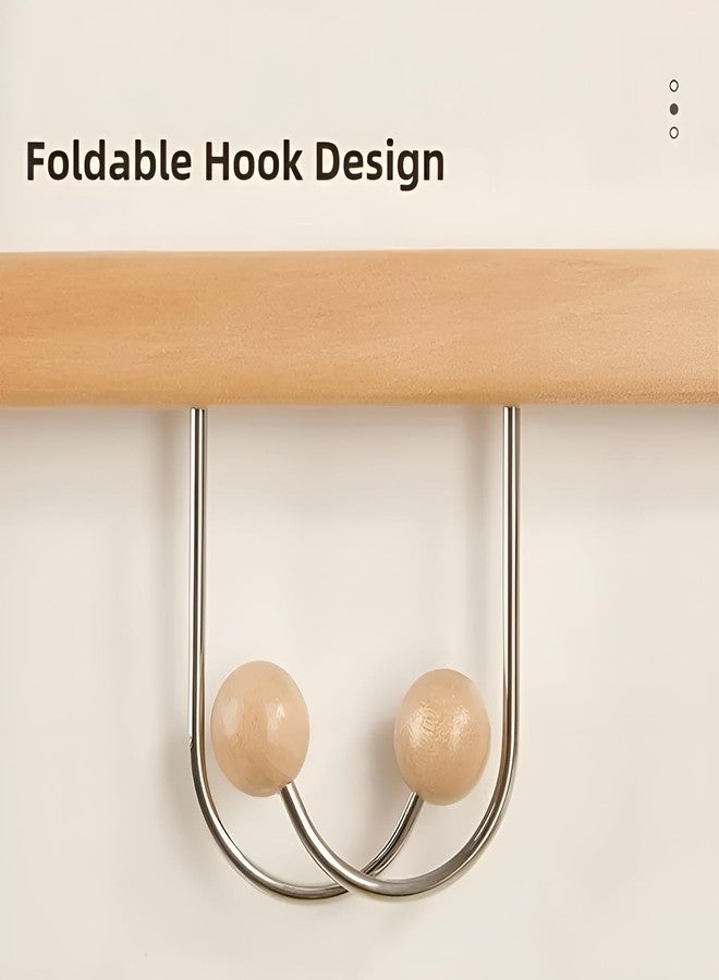 AARUX Wooden Door Mounted Clothes Hanger with 6 Hooks, Over The Door Hook Rack for Coats, Towels, Hats & Bags, Heavy Duty Wood & Metal Organizer for Bedroom, Bathroom, Closet – No Drill Installation - Image 3