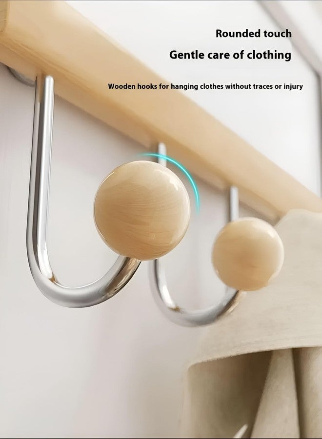 AARUX Wooden Door Mounted Clothes Hanger with 6 Hooks, Over The Door Hook Rack for Coats, Towels, Hats & Bags, Heavy Duty Wood & Metal Organizer for Bedroom, Bathroom, Closet – No Drill Installation - Image 4