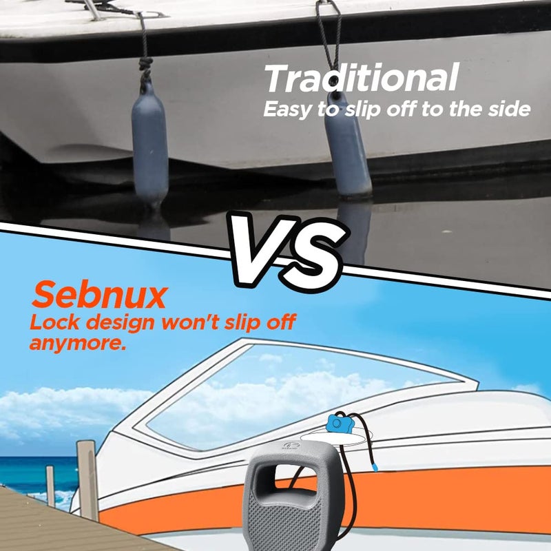 Sebnux Portable Boat Fender Boat Bumper for Docking Portable EVA Pontoon Boat Fender Pontoon Boat Fender Ideal for Fishing Boat, Pontoon Boat, PWC and Jet Ski (Grey Long Shape 2Pack) - Image 3