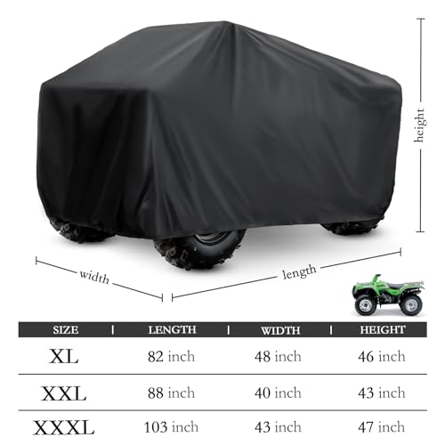 XYZCTEM Premium ATV Cover210D Oxford Fabric Protection Against Water UV Wind Quad Cover for CanamSuzukiKawasaki Honda Yamaha Polarisand More4 Wheeler AccessoriesBlack82 inch - Image 5