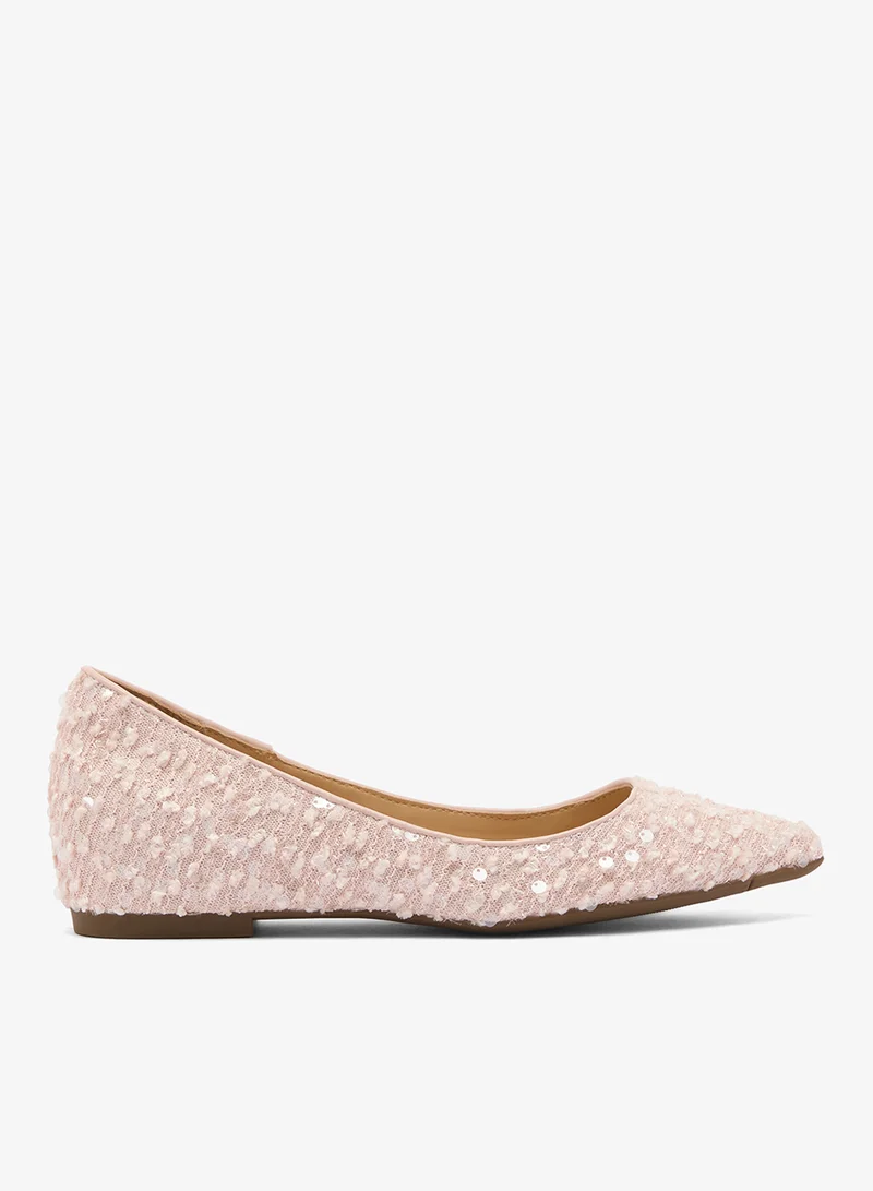 ELLA Sequin Detail Pointed Toe Ballet Flats