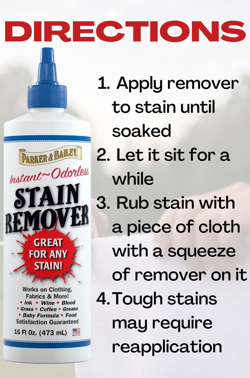 Parker & Bailey Parker and Bailey Stain Remover- Blood Stain Remover for Carpet, Clothes, Sheets and Mattress - Garment and Fabric Laundry Stain Remover - 16oz - Image 3