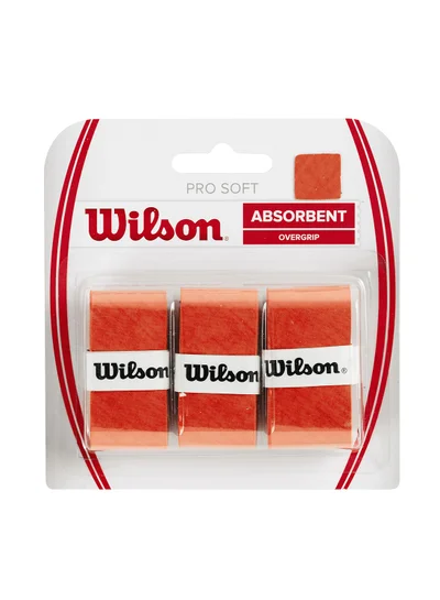 Wilson Pro Soft Tennis Racket Orange Overgrip - 3 overgrips pack
