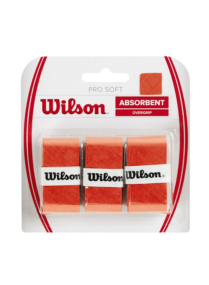 Wilson Pro Soft Tennis Racket Orange Overgrip - 3 overgrips pack - Image 1