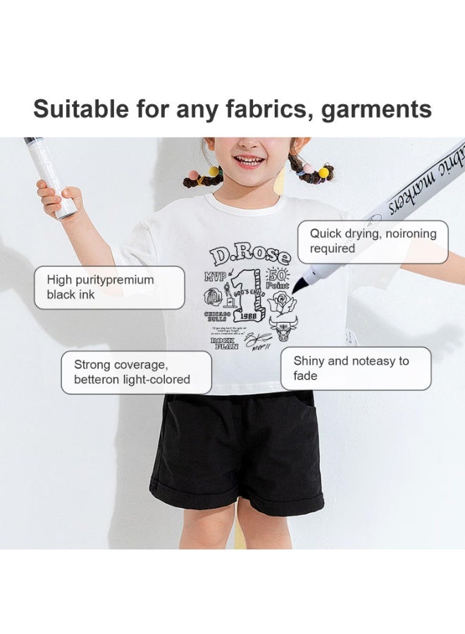 6 PCS Black Fabric Markers – Dual Tips Fabric Paint Pens – Waterproof & No Fading Permanent Textile Markers – for Clothes, T-Shirts, Shoes, Canvas Bags, Hats – DIY Craft Supplies - Image 5