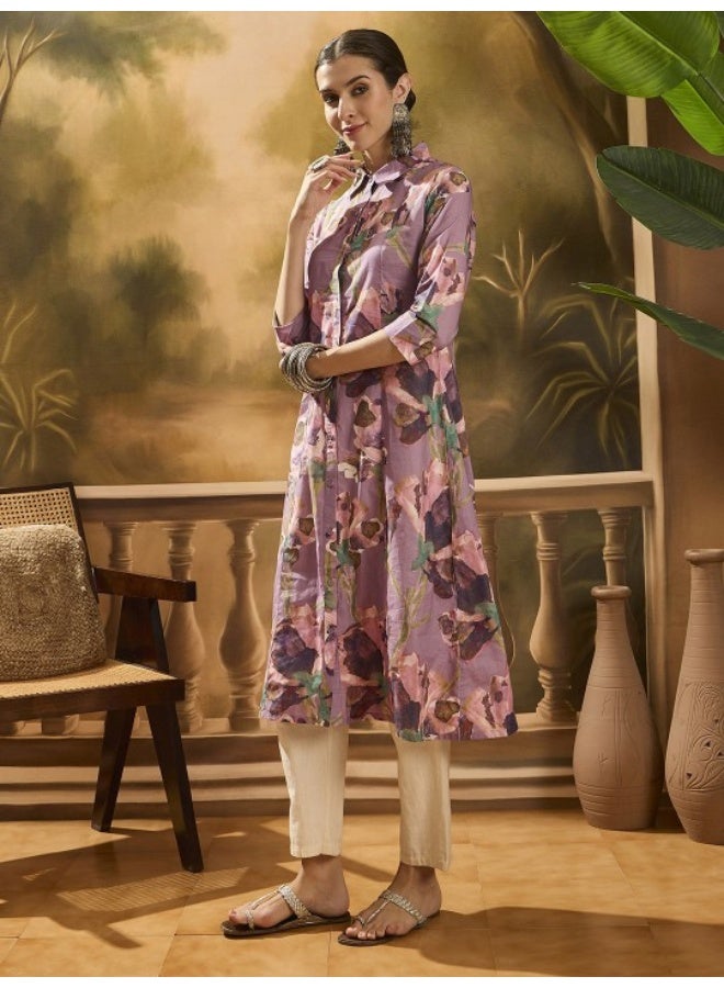 AKS Lavender A-line Button Down dress  - Image 3