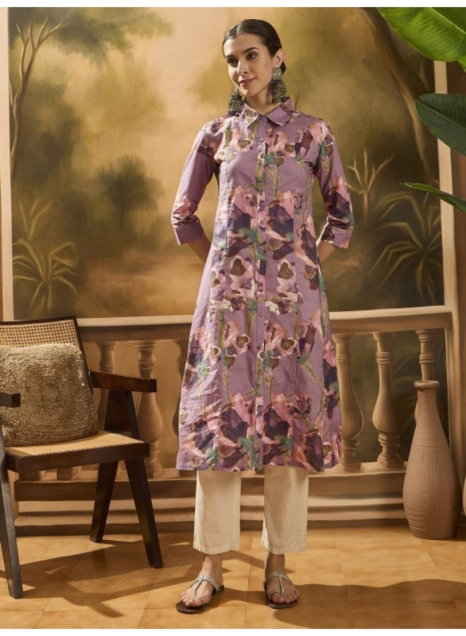 AKS Lavender A-line Button Down dress  - Image 1