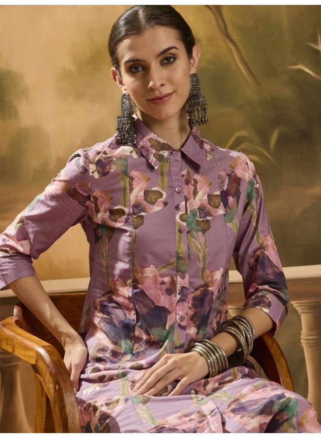 AKS Lavender A-line Button Down dress  - Image 2