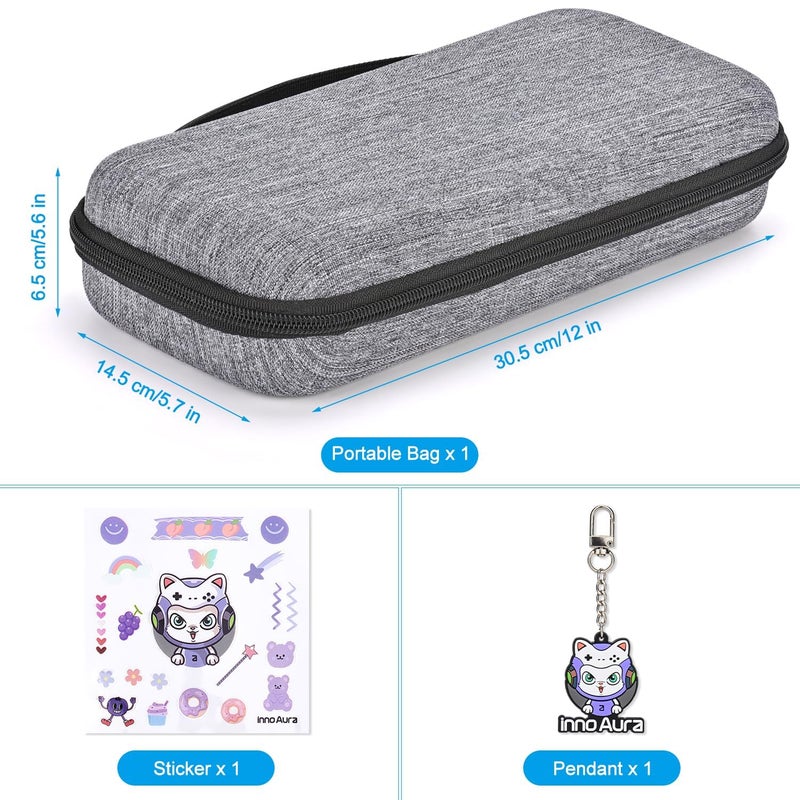 innoAura Switch 2 Carrying Case for NS Switch 2 (2025), with 9 Game Card Slots, Protective Travel Storage Case, Cute Pendant and Sticker, Gray - Image 5