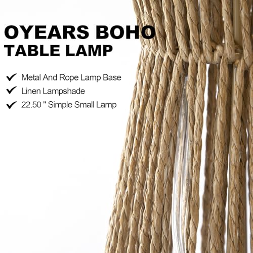 OYEARS 22.5" Table Lamps for Living Room,Boho Lamps Set of 2 for Bedrooms, Bedside Lamp for Nightstands, Rattan Lamp, Farmhouse Table Lamp for Room Decor, End Table, Retro, Brown（Not Include Bulbs） - Image 2