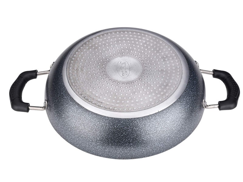 Tosaa Non-Stick 2L Kadhai 3MM Thickness with Glass Lid, 24 cm (Induction and Gas Compatible), Black- TI3K12GL - Image 2