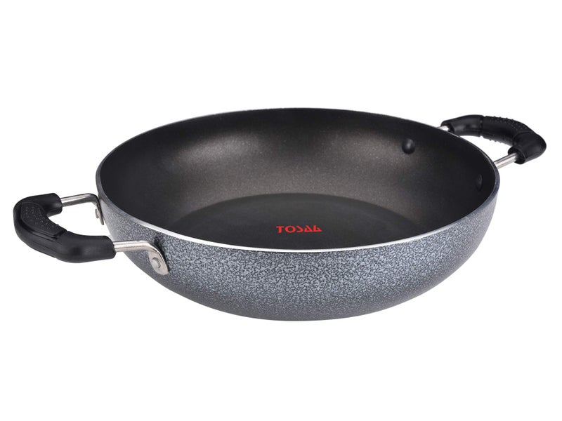 Tosaa Non-Stick 2L Kadhai 3MM Thickness with Glass Lid, 24 cm (Induction and Gas Compatible), Black- TI3K12GL - Image 3