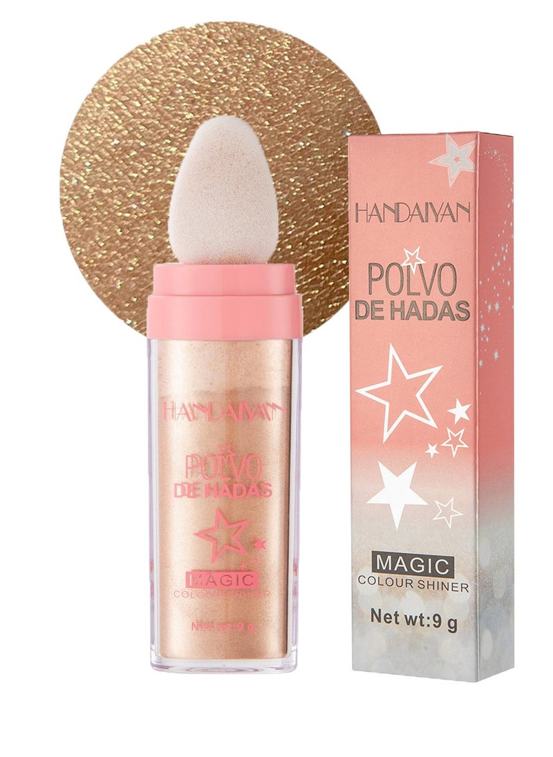 Handaiyan Body Shimmer Powder Polvo De Hadas Fairy Highlighter Glitter Natural Pigment Shiner Stick Loose Oil Glow Body Brighten Dust with Puff Makeup Three-Dimensional Face,Eyeshadow,Eye,Hair,Body,Hair  - Image 1