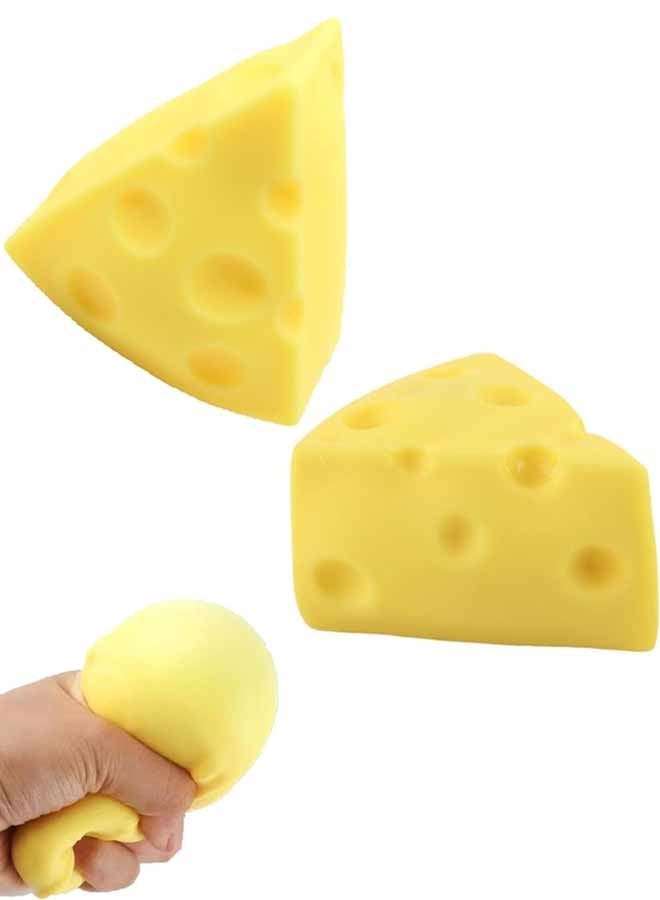 2PCS Cheese Squishy Toys Squeeze Cheese Stress Ball Squishy Cheese Fidgets Cheesecake Toys Sensory Squishy Miniatures Novelty Toy - Image 1