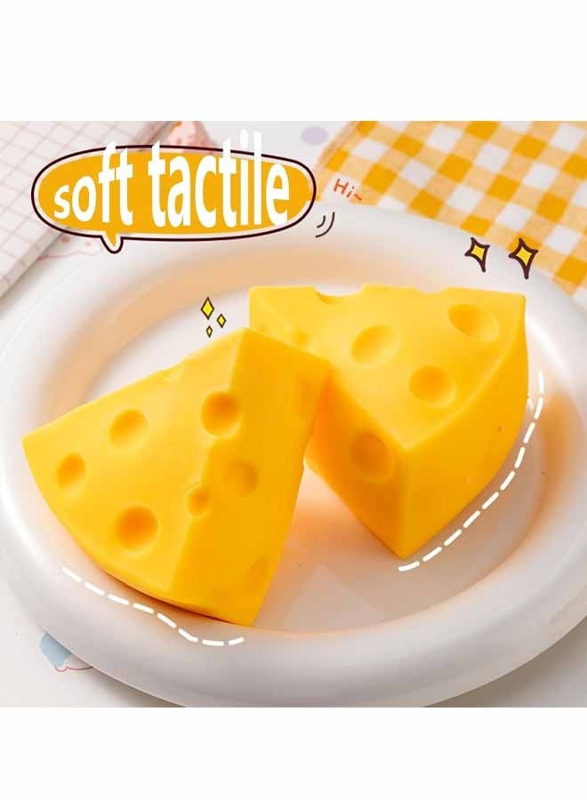 2PCS Cheese Squishy Toys Squeeze Cheese Stress Ball Squishy Cheese Fidgets Cheesecake Toys Sensory Squishy Miniatures Novelty Toy - Image 2