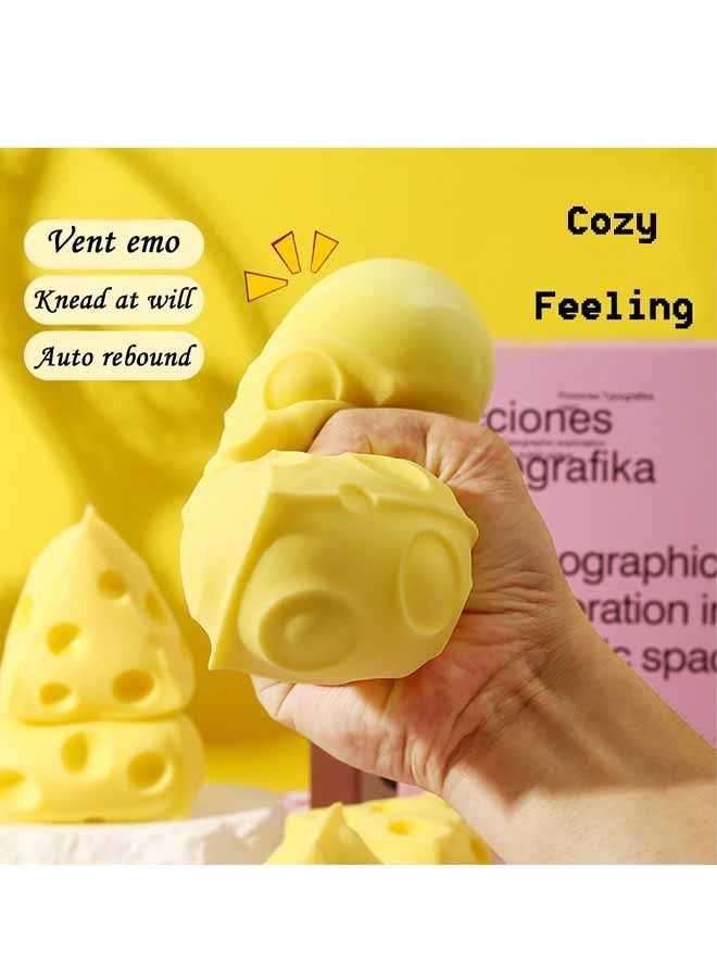 2PCS Cheese Squishy Toys Squeeze Cheese Stress Ball Squishy Cheese Fidgets Cheesecake Toys Sensory Squishy Miniatures Novelty Toy - Image 3