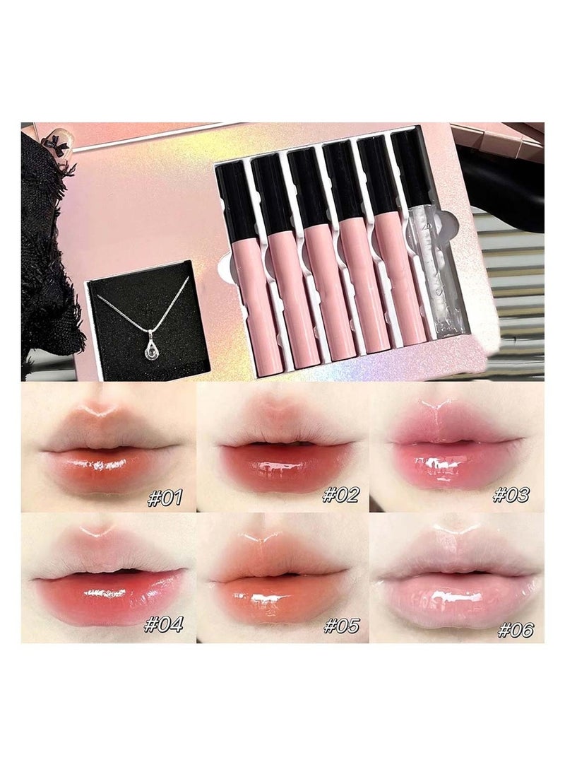 هويتك مجموعة قلادات الشفاه باللون الأسود والوردي مع رسالة حب، علبة هدايا ناعمة غير لامعة مع طين الشفاه - Image 1