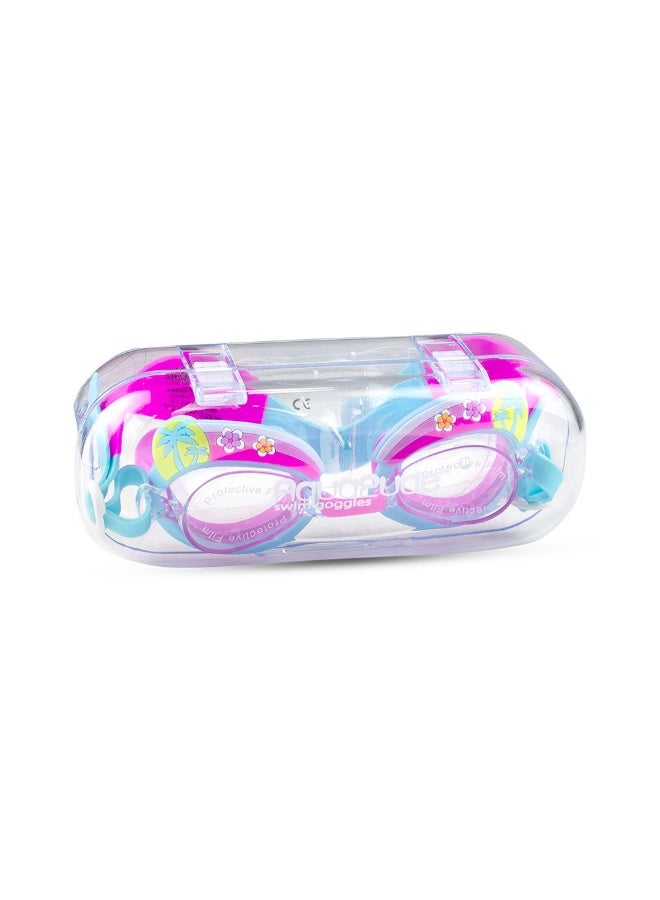 Aqua2ude Mini Get-Away Blue Swim Goggles For Kids - Alligator Style, Uv & Anti-Fog Lenses, Age 3+, With Case - Image 1