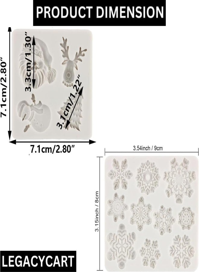 LEGACYCART Christmas Santa Claus and Xmas Snowflake Silicone Fondant Chocolate Mould Dessert Baking Mold for Christmas Candy Cake Decoration DIY Cupcake Topper Sugar Polymer Clay Craft (Pack of 2) - Image 2